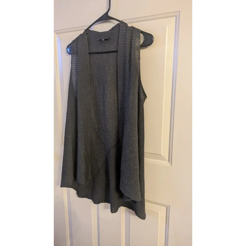 Eileen Fisher Charcoal Open Front Cardigan, Duster, Size Petite Medium, Wool